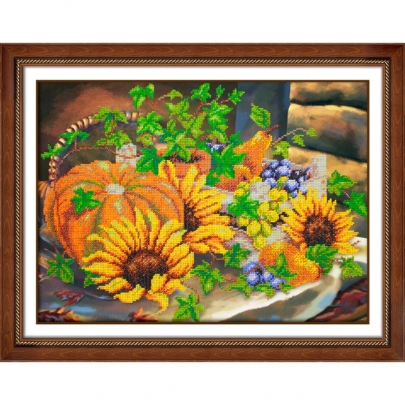 Набор для вышивания бисером ПАУТИНКА арт.Б-1265 Натюрморт с тыквами 40х29 см