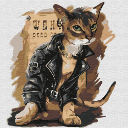 Картины по номерам Molly арт.KHM0051 Кот байкер (17 цветов) 30х30 см
