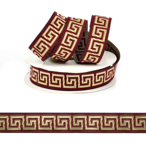 Лента (тесьма) жаккардовая арт.VB.102165 шир. 16мм цв.бордо уп.10 м