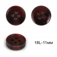 Пуговицы пластик TBY DX22003 цв.бордовый 18L-11мм, 4 прокола, 100 шт