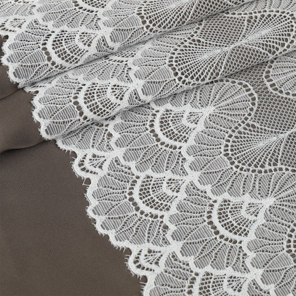 Кружево-стрейч KRUZHEVO арт.TBY.8034 шир.195мм цв.01 белый уп.10м