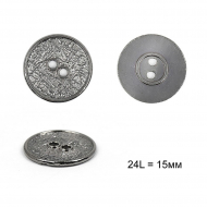 Пуговицы металлические С-ME321 цв.никель 24L-15мм, 2 прокола, 24шт