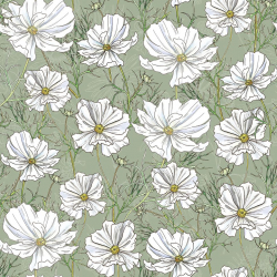 Ткань для пэчворка PEPPY Полевые Цветы 135 г/м? 100% хлопок цв.ПЦ-12 зеленый уп.50х50 см