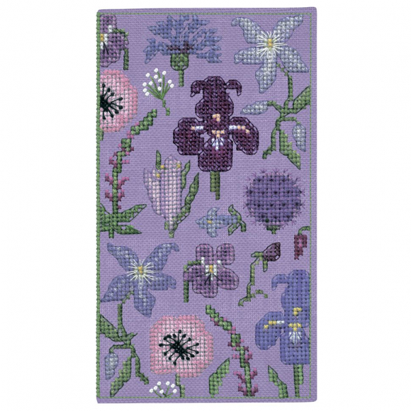 189531_Набор для вышивания футляра для очков "?tui ? Lunettes Mauve" (Лиловые цветы), 9 х 16,5 см