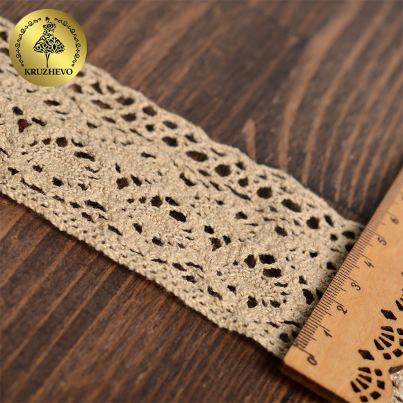 Тесьма вязаная KRUZHEVO 50мм TBY-6368 цв.36 св.бежевый уп.10м