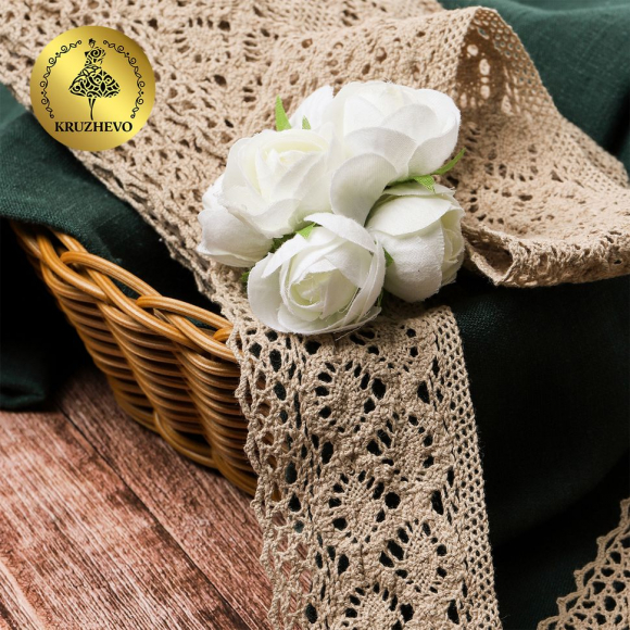 Тесьма вязаная KRUZHEVO 50мм TBY-6368 цв.36 св.бежевый уп.10м