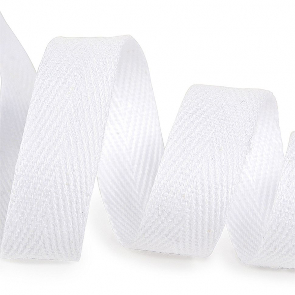 Тесьма киперная 10 мм хлопок 2,5г/см арт.TBY.CT10101 цв.F101 белый уп.50м