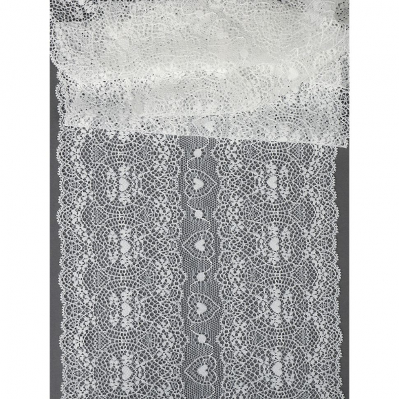 Кружево-стрейч KRUZHEVO арт.TBY.6185 шир.185мм цв.004 белый уп.2,7м