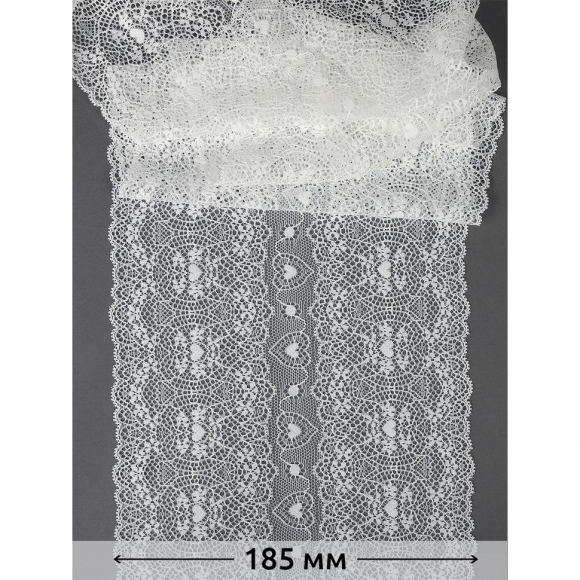 Кружево-стрейч KRUZHEVO арт.TBY.6185 шир.185мм цв.004 белый уп.2,7м