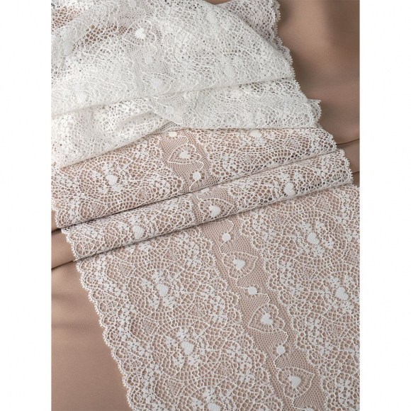 Кружево-стрейч KRUZHEVO арт.TBY.6185 шир.185мм цв.004 белый уп.2,7м