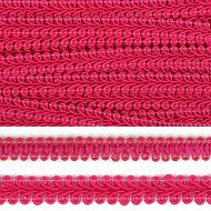 Тесьма TBY Шанель плетеная шир.12мм 0384-0016 цв.130 малиновый уп.18,28м