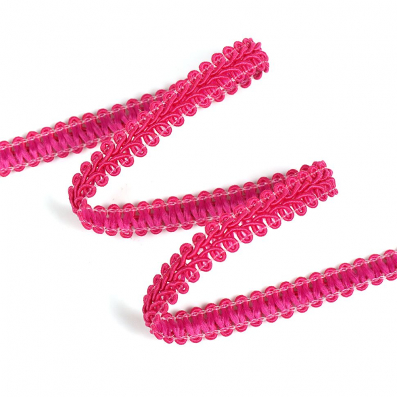 Тесьма TBY Шанель плетеная шир.12мм 0384-0016 цв.130 малиновый уп.18,28м