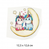 Термотрансфер арт.TBY.1287 Единороги на луне 12,5х12,6см, уп.10шт