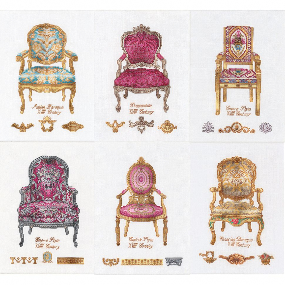 Набор для вышивания "Шесть стульев", канва лён 36 ct