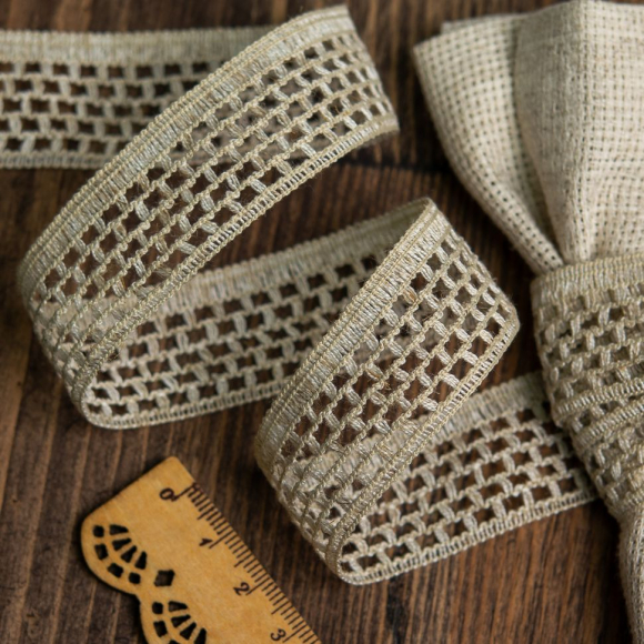 Тесьма вязаная 24мм 05с2307 рис.5317 цв.71 льняной уп.25м