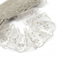 Кружево капрон KRUZHEVO арт.TBY 30011 шир.65мм цв.180 серый уп.13,7м