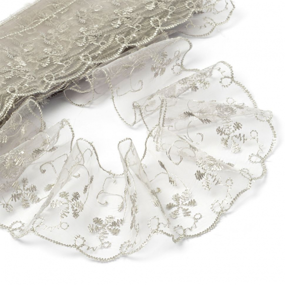 Кружево капрон KRUZHEVO арт.TBY 30011 шир.65мм цв.180 серый уп.13,7м