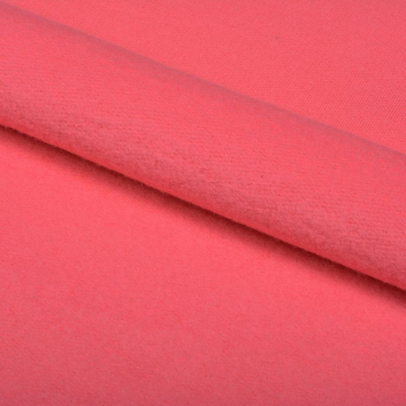 Ткань трикотаж Футер 2х нитка начес с лайкрой 190г опененд 100+100см яр.розовый 17-1937 уп.6м