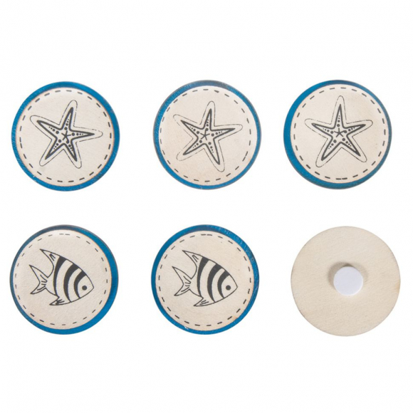 Набор декоративных самоклеющихся дисков "Рыбка, морская звезда."