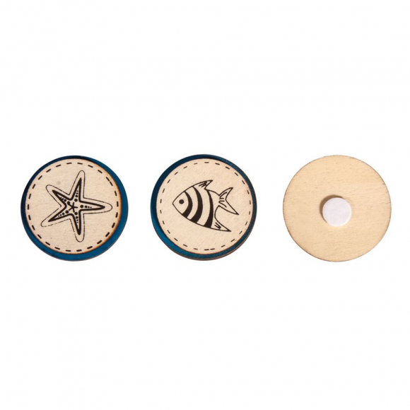 Набор декоративных самоклеющихся дисков "Рыбка, морская звезда."