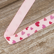 85542_Лента репсовая на картонной мини-катушке "Сердечки"