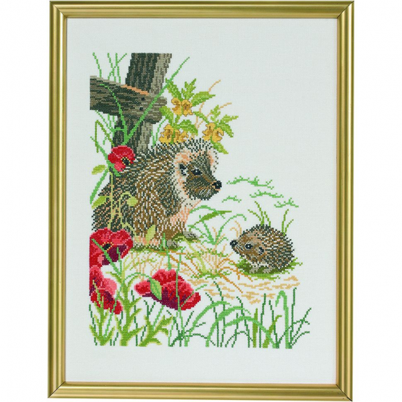 Набор для вышивания EVA ROSENSTAND арт.14-475 Ёжики и маки 32х43 см