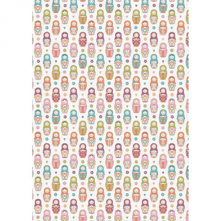 Ткани для пэчворка в рулонах КРОШКИ-МАТРЁШКИ 112 см 100% хлопок (в метрах) КМ-14 белый