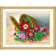 Набор для вышивания бисером ПАУТИНКА арт.Б-1252 Клематис на память 28х20 см