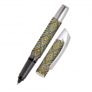 189684_Ручка-роллер "Campus" с синим картриджем, толщина линии 0.7 мм, принт "Золотые ромбы"