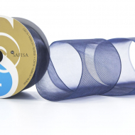 32079_Лента органза SAFISA мини-рулон, 39 мм, 2 м, цвет 15, синий темный