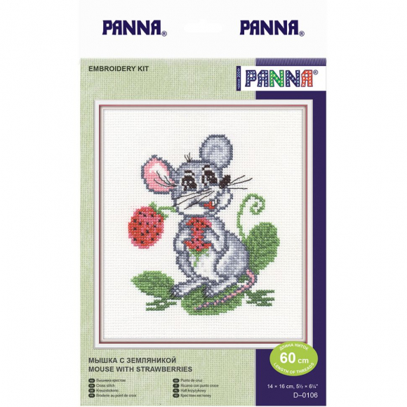 Набор для вышивания PANNA арт. D-0106 Мышка с земляникой 14х16 см