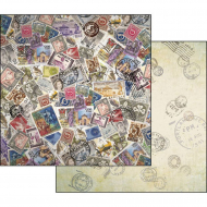 74852_Бумага двухсторонняя для скрапбукинга "Марки"