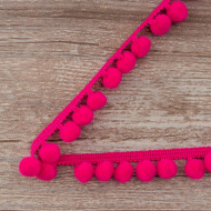 65173_Тесьма с помпонами, диаметр 10 мм, цвет тёмно-красный