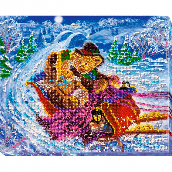 Набор для вышивания бисером АБРИС АРТ арт. AB-524 Мчатся санки 26х21 см