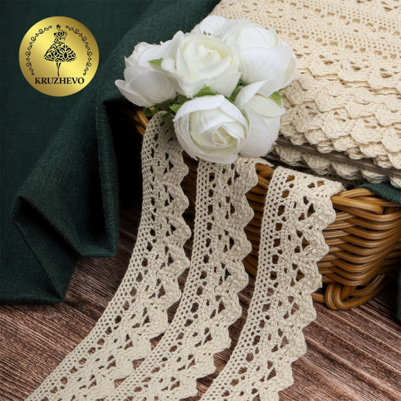 Тесьма вязаная KRUZHEVO 30мм TBY.6585 цв.01 натуральный уп.25м Тесьма вязаная KRUZHEVO 30мм TBY.6585 цв.01 натуральный уп.25м