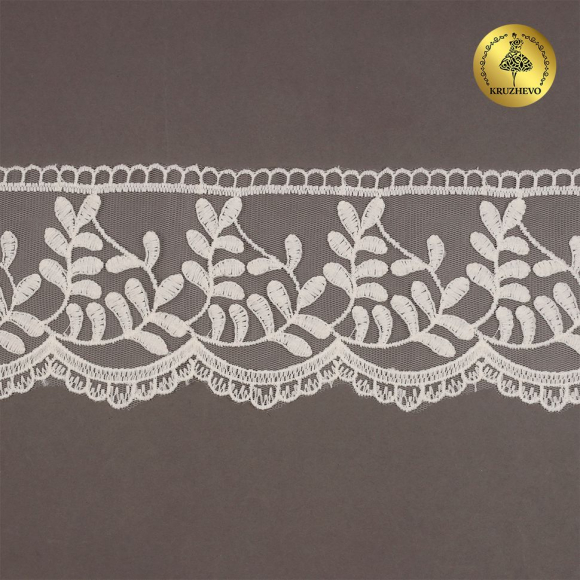 Кружево на сетке KRUZHEVO арт.TBY.40474 шир.85мм цв.W0115 молочный уп.13,7м