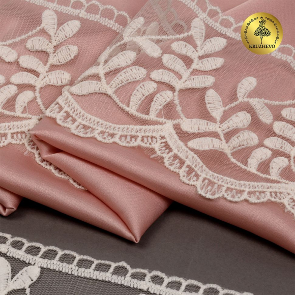 Кружево на сетке KRUZHEVO арт.TBY.40474 шир.85мм цв.W0115 молочный уп.13,7м