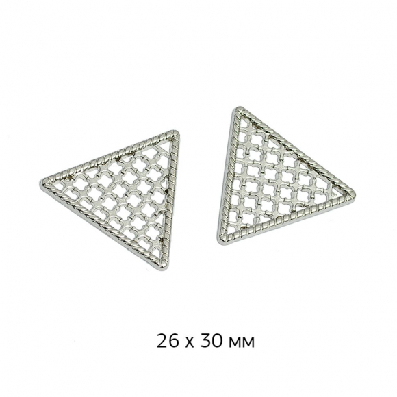 Уголок декоративный металл пришивной арт.TBY.107838 26х30мм цв. никель уп. 10шт