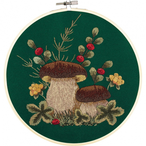 Набор для вышивания PANNA Живая картина арт. JK-2258 Грибы. Белые 20,5x20,5 см