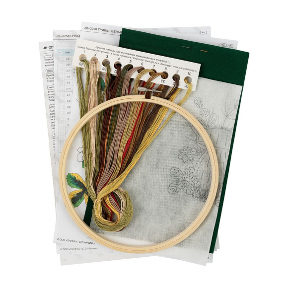 Набор для вышивания PANNA Живая картина арт. JK-2258 Грибы. Белые 20,5x20,5 см