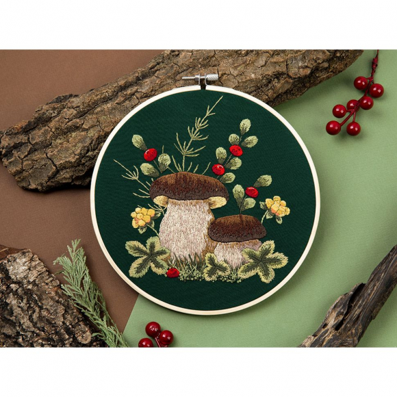 Набор для вышивания PANNA Живая картина арт. JK-2258 Грибы. Белые 20,5x20,5 см
