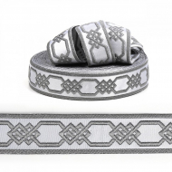 Лента отделочная жаккардовая арт.TBY.2703-30 шир.30 мм цв.02 серый уп.24,3 м