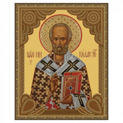 Картина 5D мозаика с нанесенной рамкой Molly арт.KM0792 Николай Чудотворец (12 цветов) 40х50 см