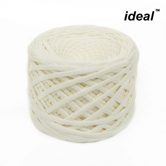 Пряжа Ideal трикотажная лицевая 100м, 350-380 г, ширина 7-9мм цв. пломбир