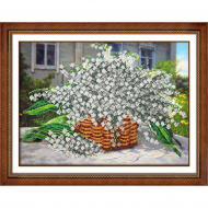 Набор для вышивания бисером ПАУТИНКА арт.Б-1267 Лукошко ландышей 38х28 см