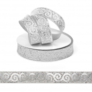 Лента (тесьма) жаккардовая арт.VB.101162 шир. 16мм цв.серебро уп.10 м