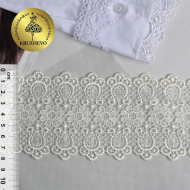 Кружево гипюр KRUZHEVO арт.TR.02584 шир.80мм цв.3 молочный уп.9м