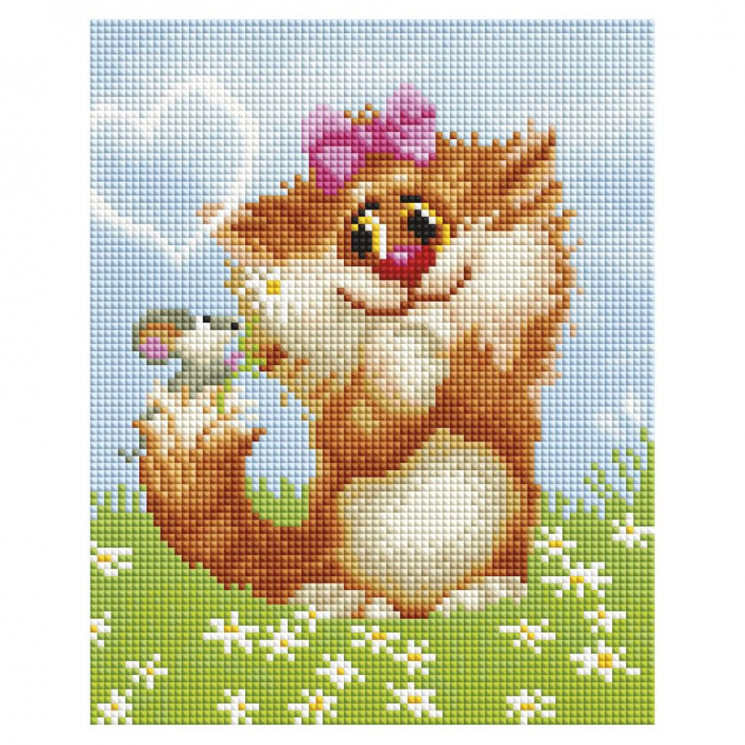 Набор Белоснежка для изготовления картин со стразами на подрамнике арт.БЛ.535-ST-S Рыжая кошечка 20х25 см