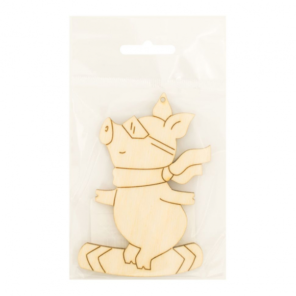 130424_Деревянная фигурка "Свинка на сноуборде"