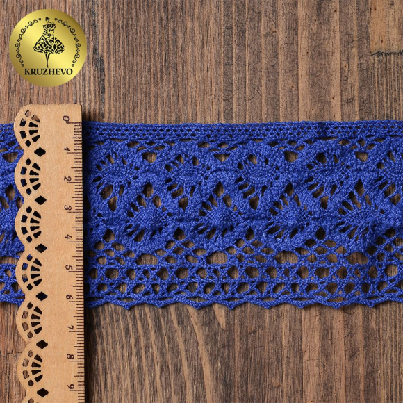 Тесьма вязаная KRUZHEVO 50мм TBY-6368 цв.37 синий уп.10м